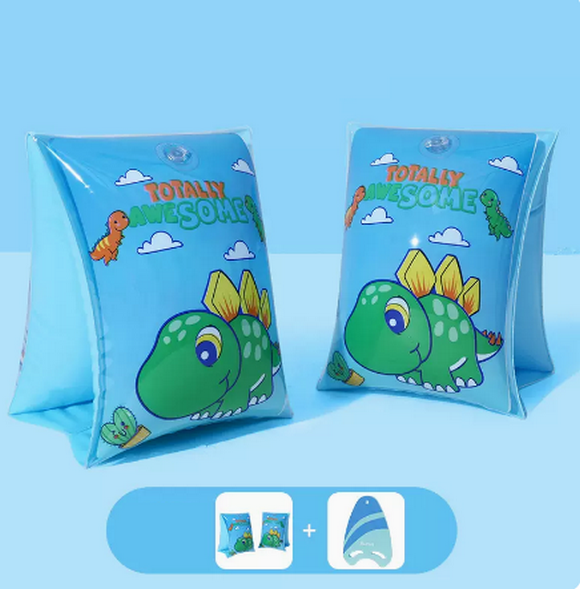 Hot selling children's swimming arm circle buoyancy swimming sleeves (blue dinosaur + water board)