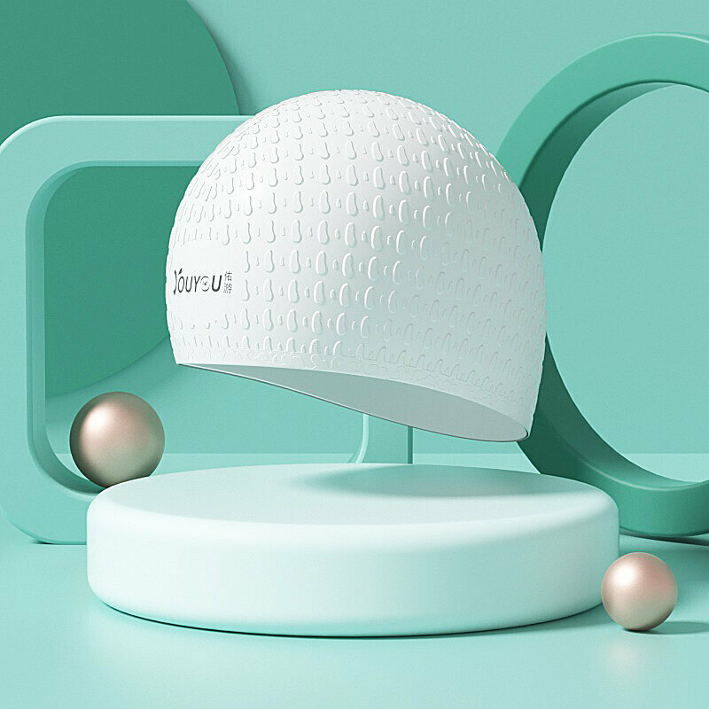 Popular swimming cap (ivory-water drop cap)