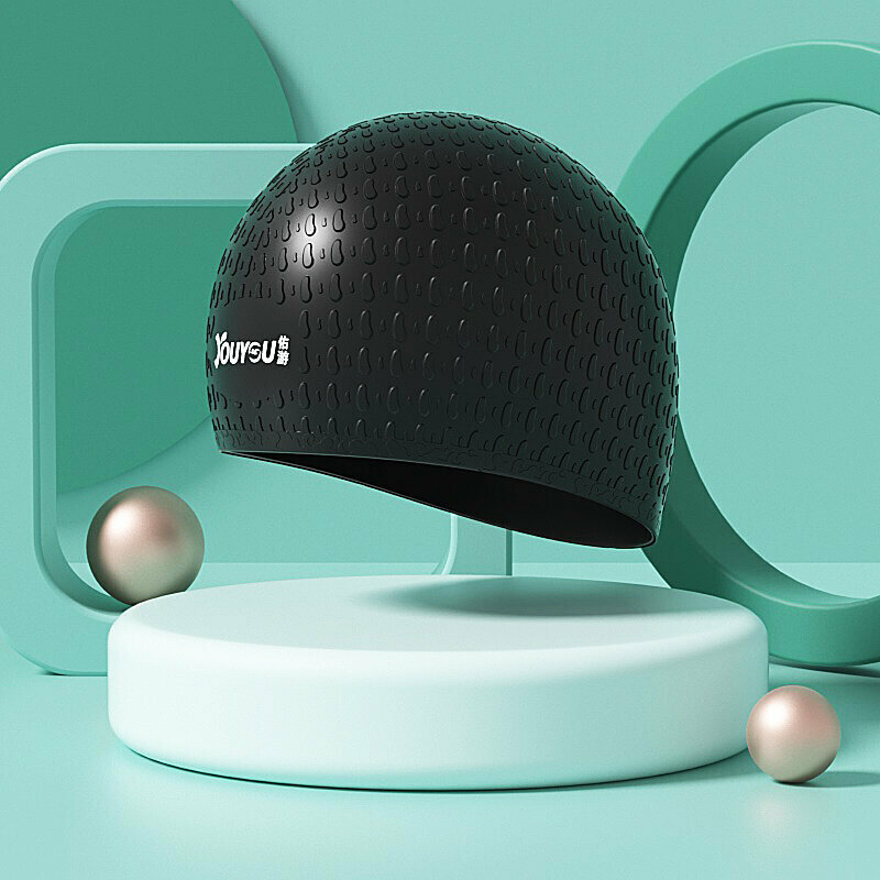 Popular swimming cap (elegant black-raindrop cap)