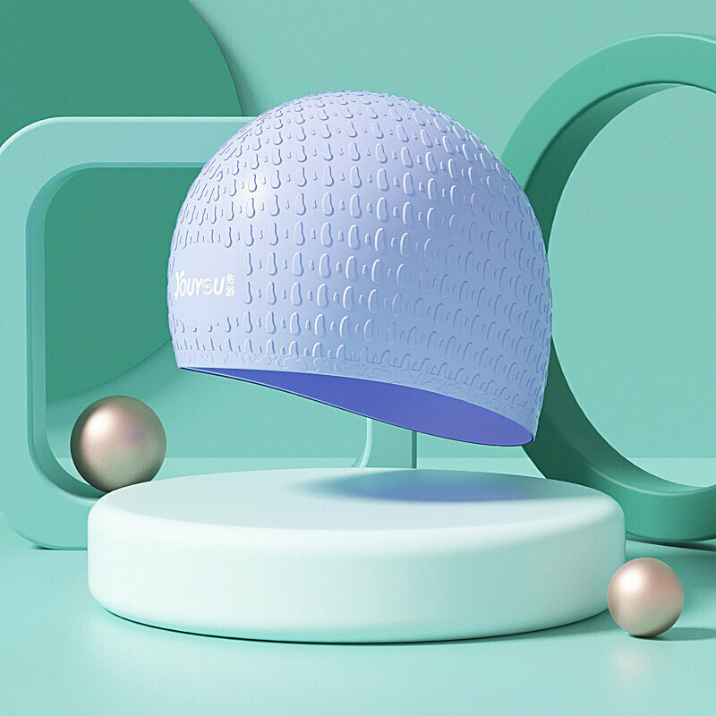 Popular swimming cap (Aurora purple-water drop cap)