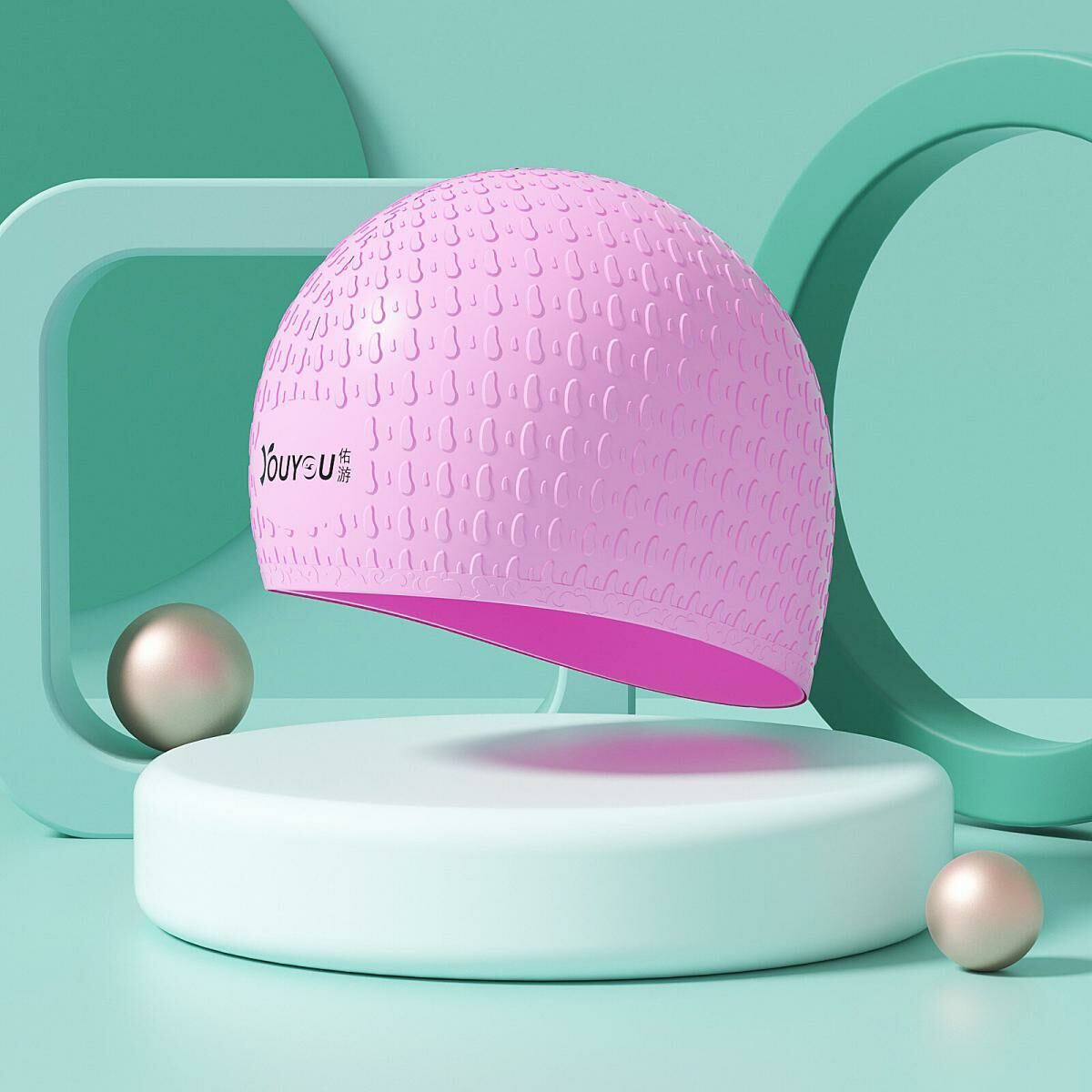 Popular swimming cap (Sakura pink-raindrop cap)