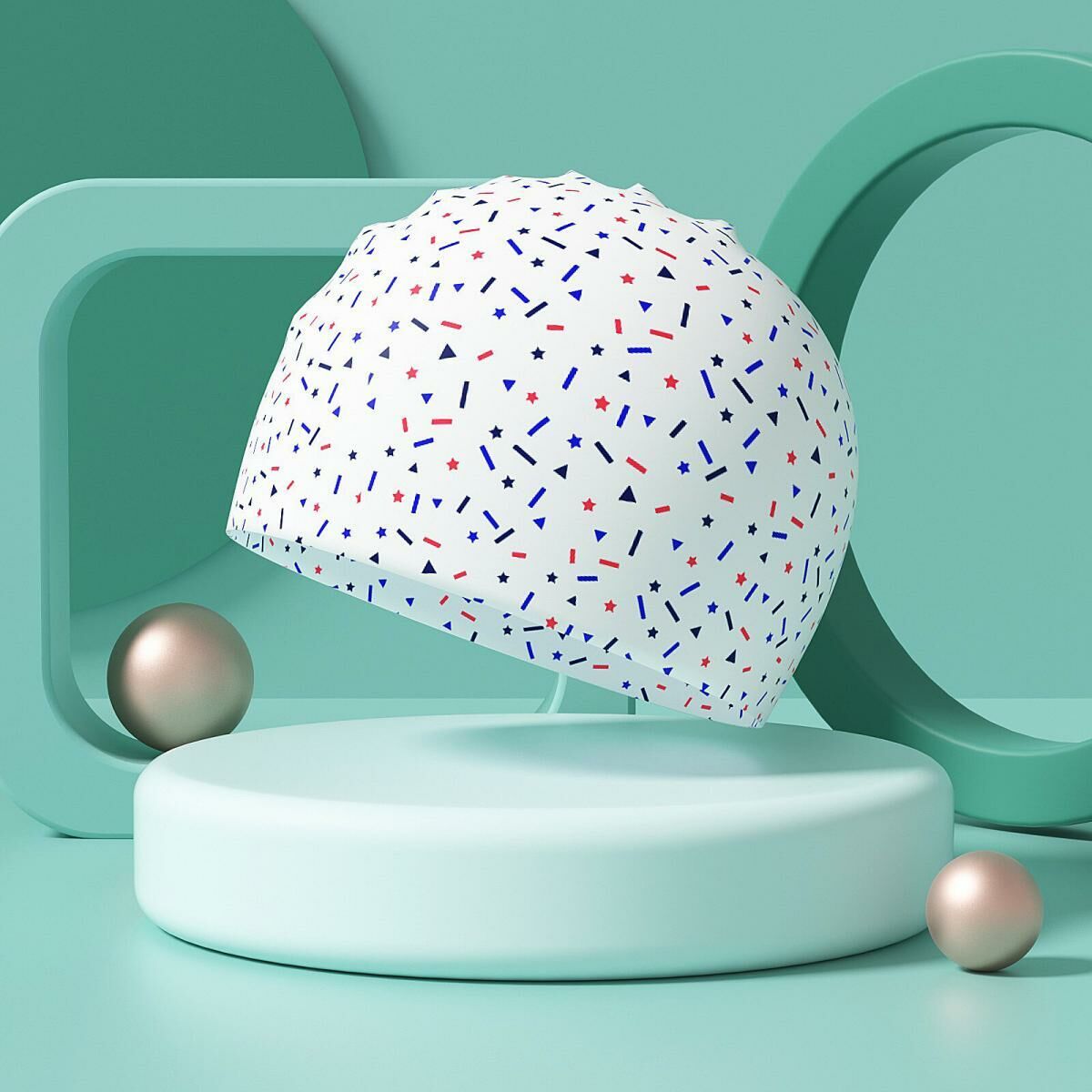 Popular swimming cap (white broken star-silicone)