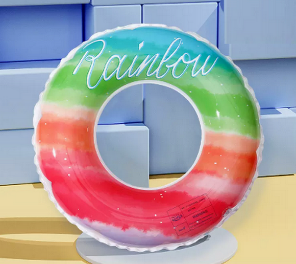Hot-selling swimming ring for children, thickened ball ring (colorful rainbow size 60 (recommended weight 25-40 pounds) comes with a pump))