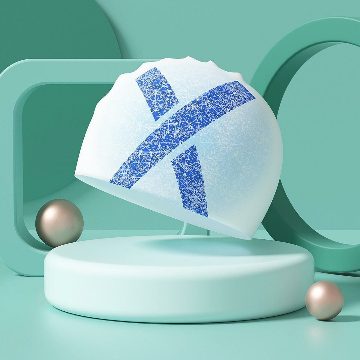 Popular swimming cap (blue X-silicone)