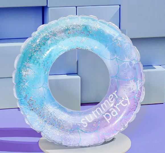 Hot-selling swimming ring for children, thickened ball ring (sequin starry sky size 80 (recommended weight 80-120 pounds) comes with a pump)