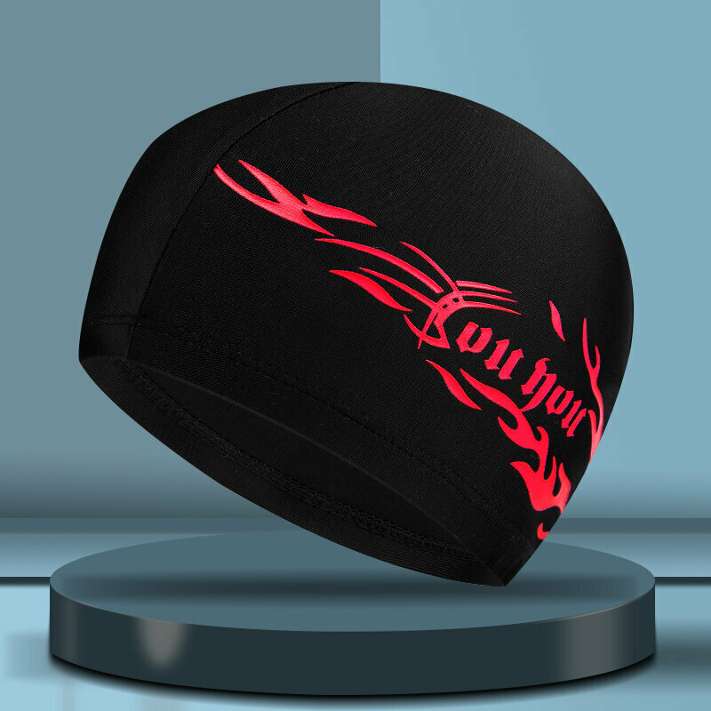 Popular swimming cap (7518 black and red)