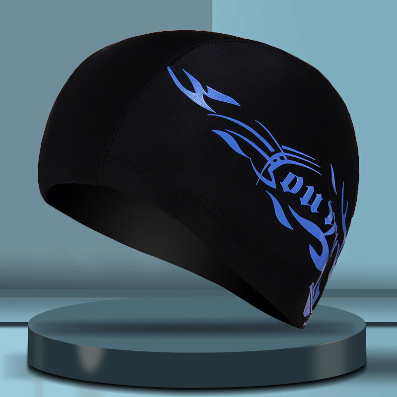 Popular swimming cap (7518 black and blue)