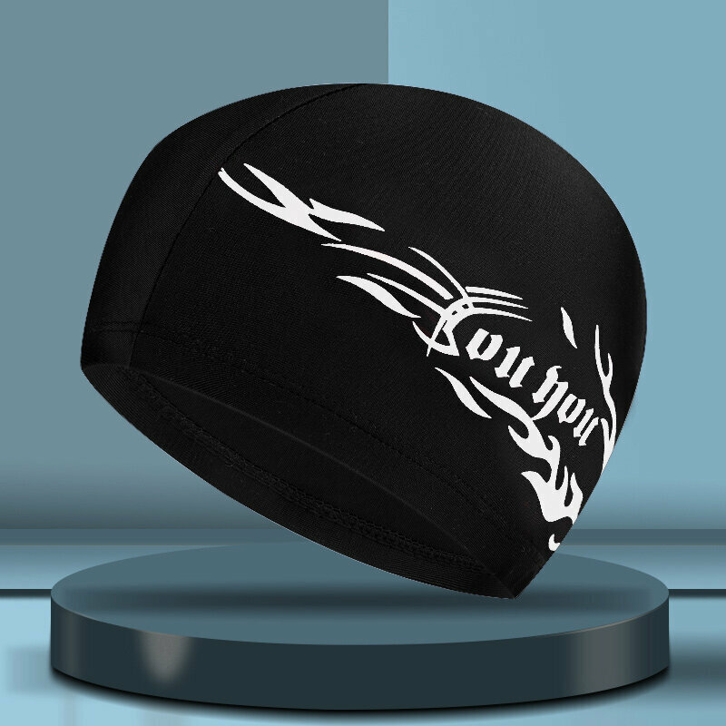 Popular swimming cap (7518 black silver)