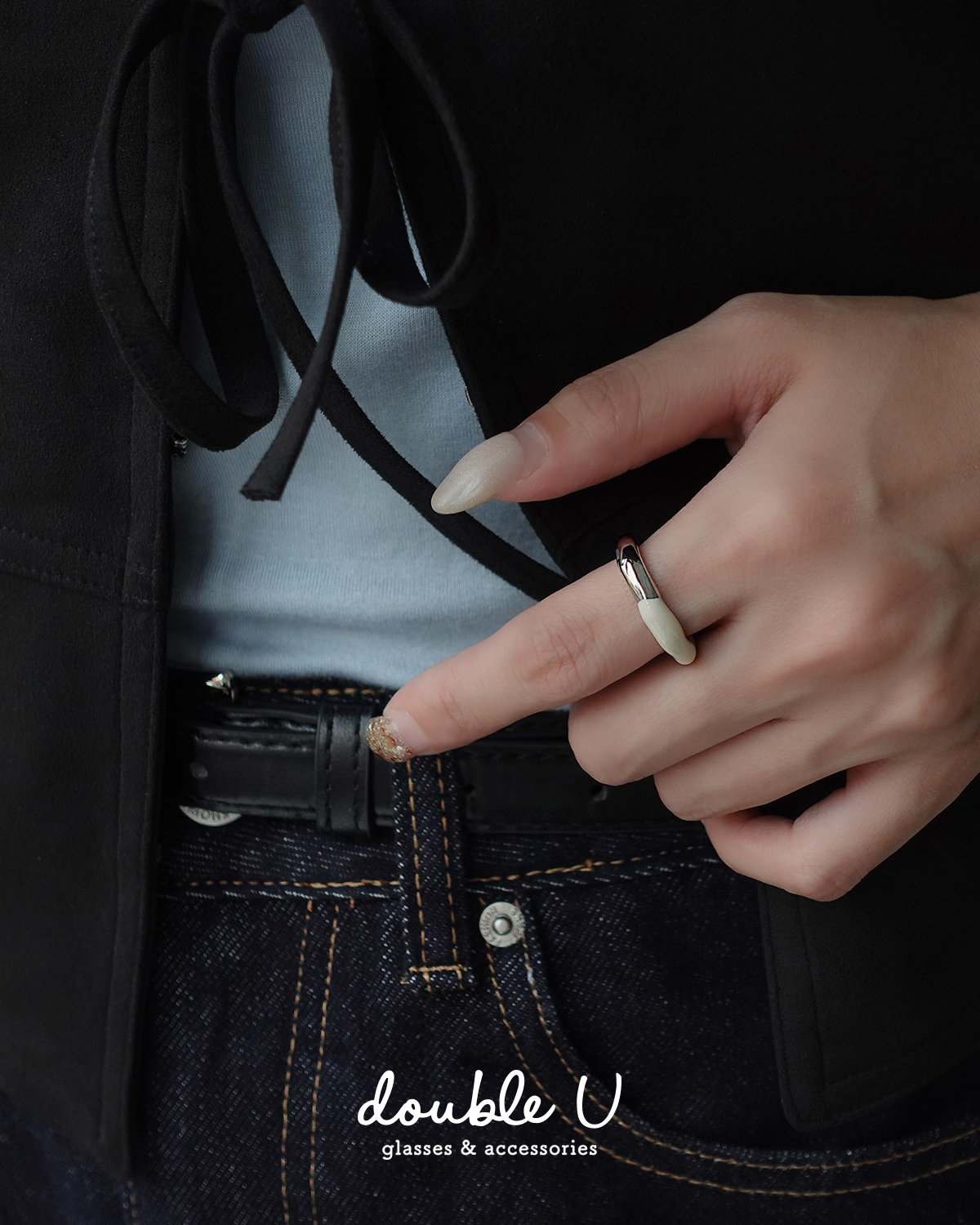 白巧釉光金屬戒指・Ring (ERM10337)