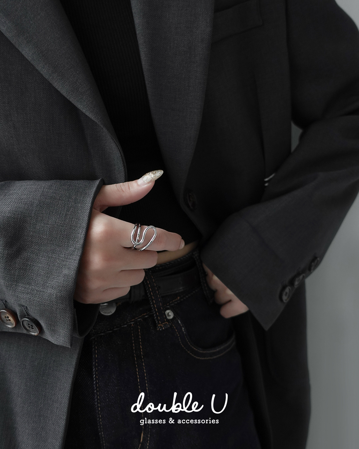 扭線環繞金屬戒指・Ring (DRM10333)