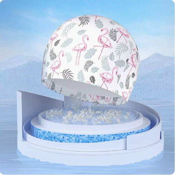 Popular children's swimming cap (white flamingo-silicone)