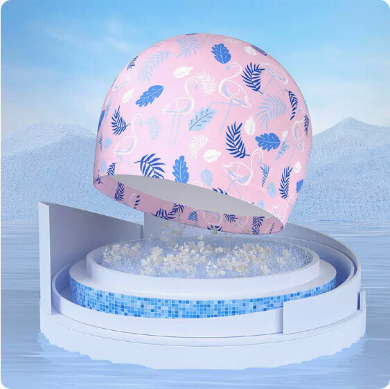 Popular children's swimming cap (pink flamingo-silicone)
