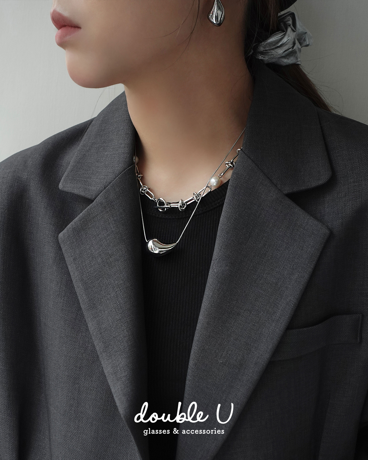 鉤月・鋼飾項鍊 (FNX10157)