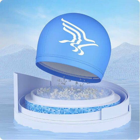 Popular children's swimming cap (Blue Bird-PU)