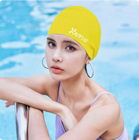 Popular silicone ear protection swimming cap (yellow-silicone)