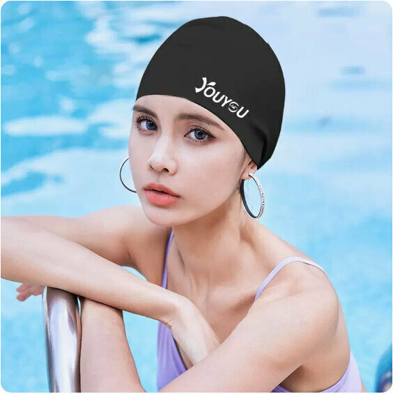 Popular silicone ear protection swimming cap (black-silicone)