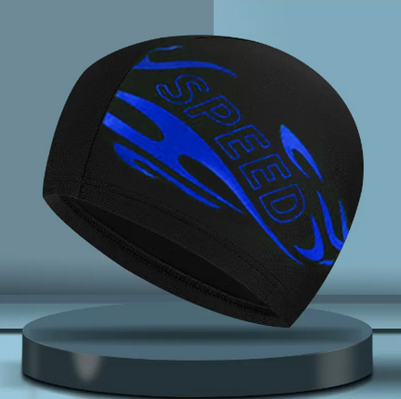 Popular swimming cap for men with fabric that does not strangle the head (blue and black)