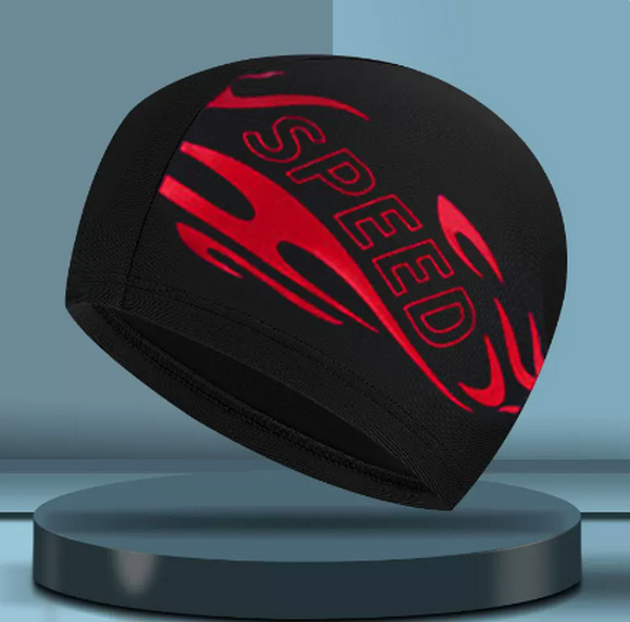 Popular swimming cap for men with fabric that does not tie the head (red and black)