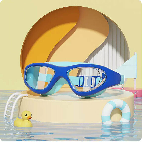 Hot selling children's waterproof and anti-fog swimming goggles (tidal blue)