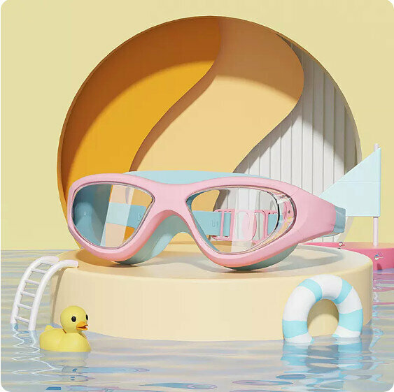 Hot selling children's waterproof and anti-fog swimming goggles (vital pink and white)