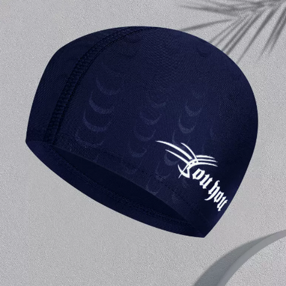 Popular swimming cap for men with fabric that does not tie the head (7513 Blue Shark)
