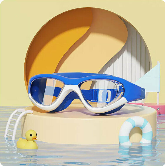Hot selling children's waterproof and anti-fog swimming goggles (transparent blue)