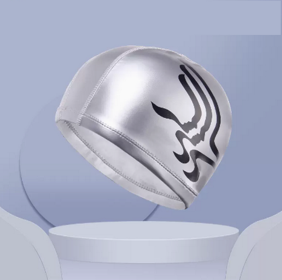 Popular swimming cap for men with fabric that does not strangle the head (7613 silver)