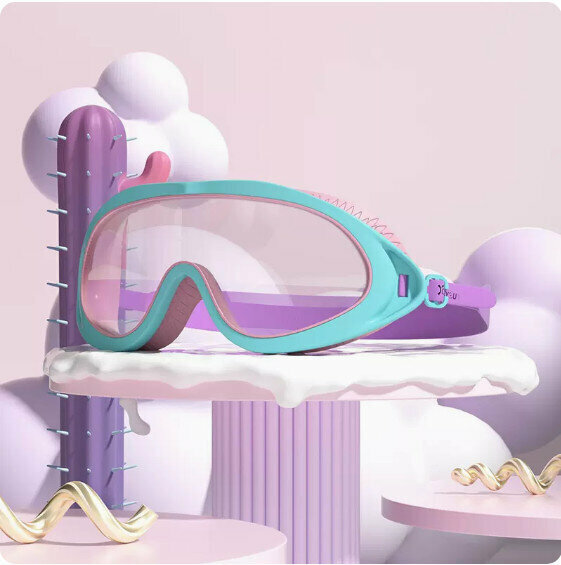Hot selling children's waterproof and anti-fog swimming goggles (dream purple large frame)