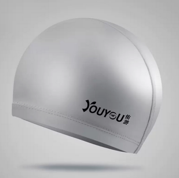 Popular swimming cap for men that does not tie the head (silver PU)