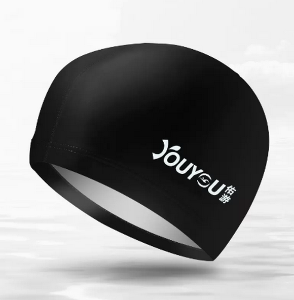 Popular swimming cap for men that does not tie the head (black PU)