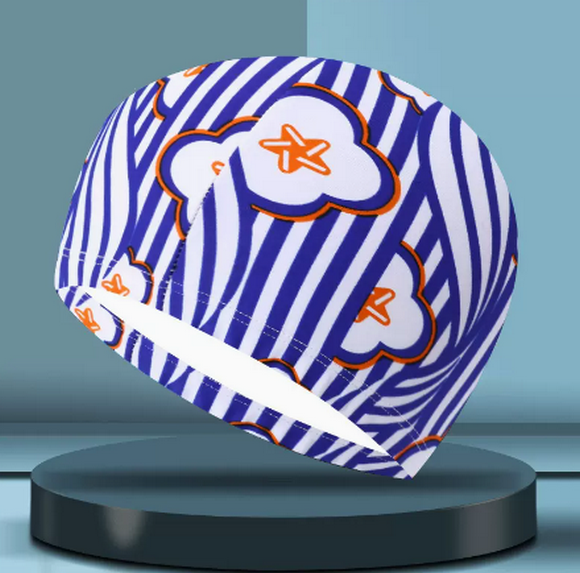 Popular swimming cap for men that does not tie the head (blue stripes)