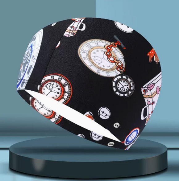 Popular swimming cap for men that does not tie the head (black clock)