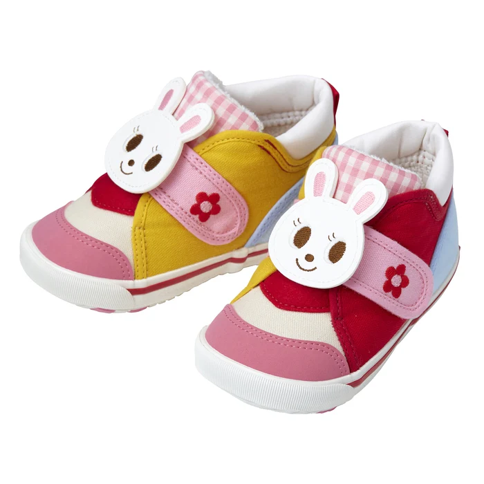 舞颯兔大頭拼色格紋二段鞋-白&粉