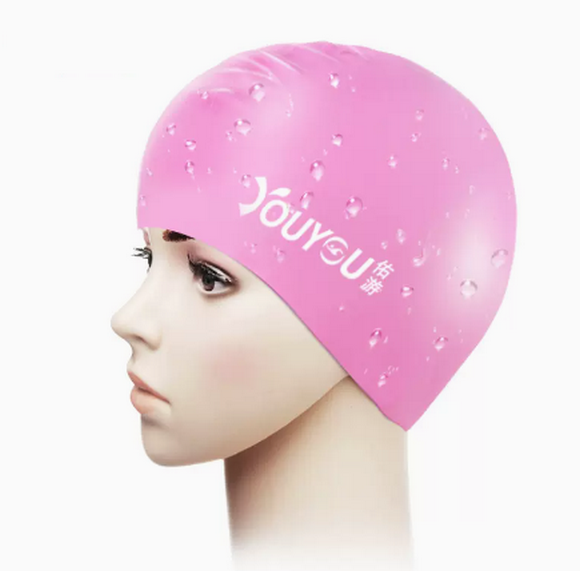 Popular long-hair swimming cap, waterproof, comfortable and non-stretchy (pink silicone swimming cap, large size (please contact customer service if you need a smaller size)) 24cm*17cm