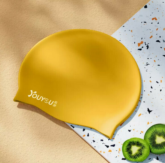 Popular swimming cap for women, waterproof and non-stretching (sunset yellow [standard silicone style])
