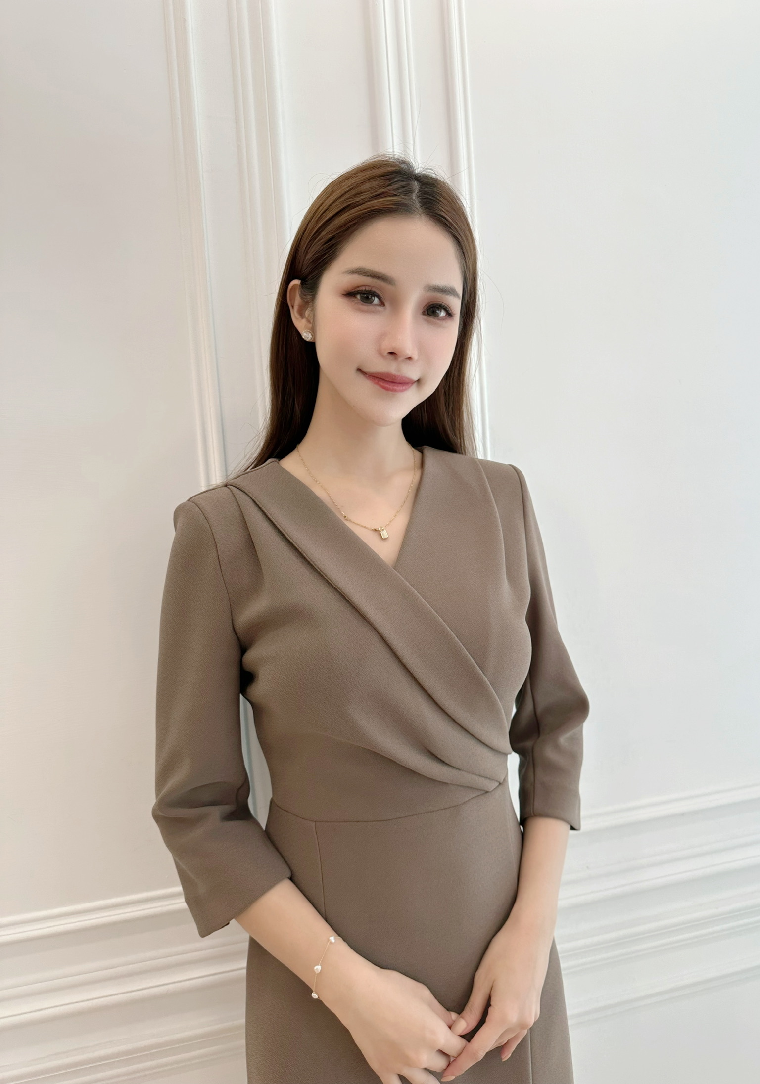 典雅開衩洋裝-秋款