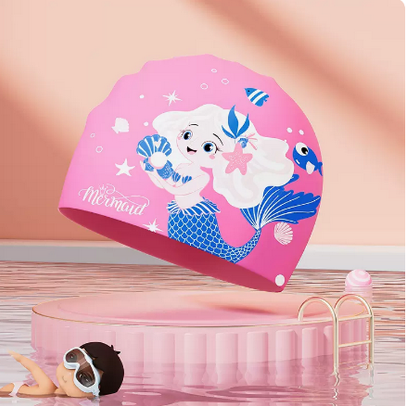 Popular cute cartoon swimming cap for boys and girls (Cute Mermaid [Summer Travel Series])