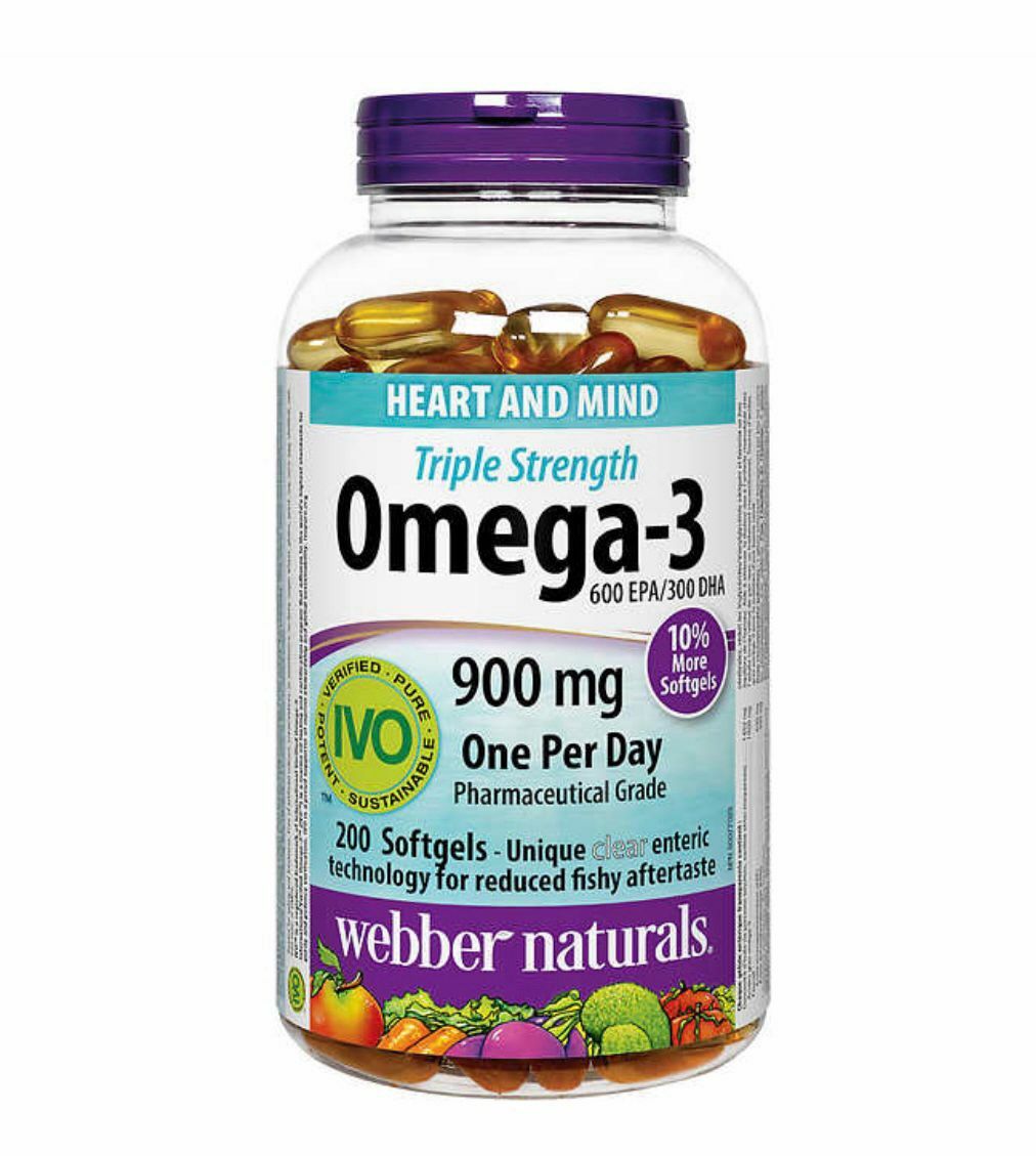 加姐 Webber Naturals Omega-3 三倍強效魚油丸 900mg 200粒 *滿$899包京東送貨上門* CC103