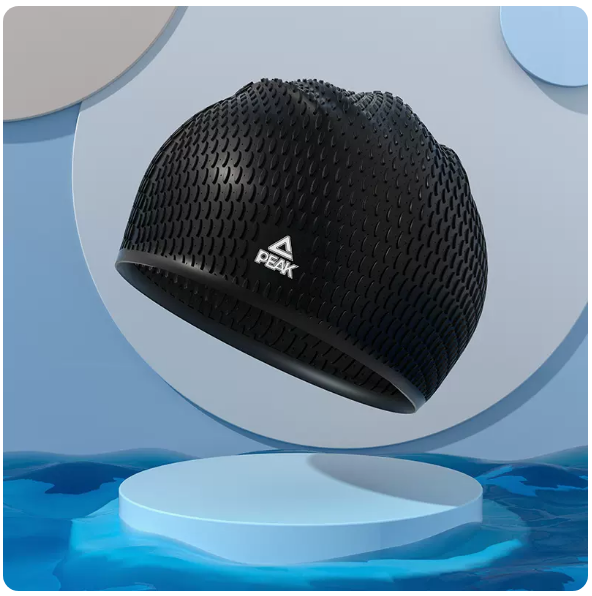 Popular waterproof ear protection swimming cap (black [water drop swimming cap]) (one size fits all)