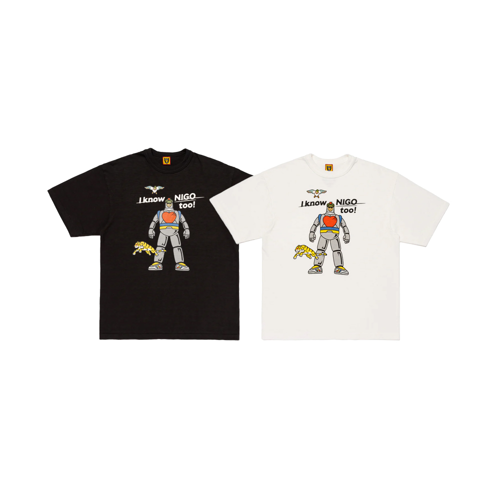 I KNOW NIGO TOO×HUMAN MADE GRAPHIC T-SHIRT 機器人 老虎 標語 黑色 白色 圓領 短tee XX28TE010