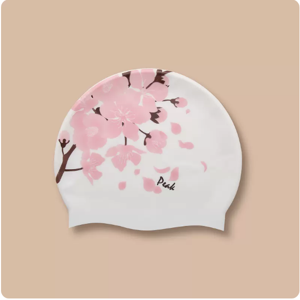 Hot style waterproof ear protection swimming cap (petals [silk screen printing]) (one size fits all)