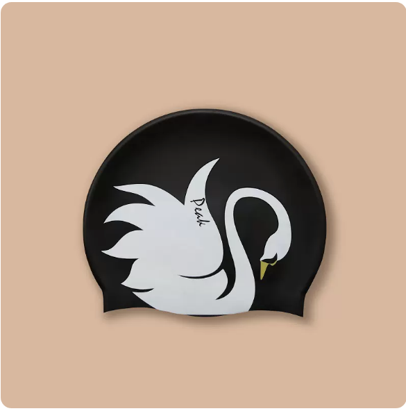 Hot style waterproof ear protection swimming cap (White Swan [silk screen printing]) (one size fits all)
