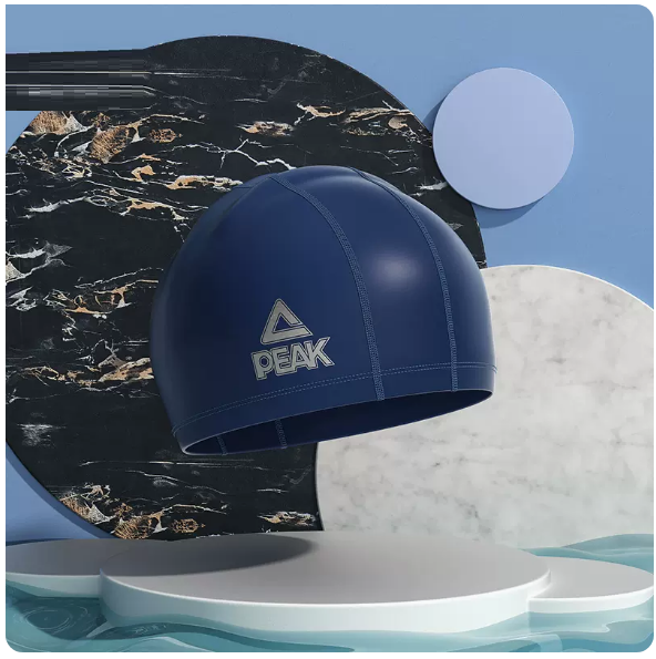 Popular waterproof ear protection swimming cap (blue [pu swimming cap]) (one size fits all)
