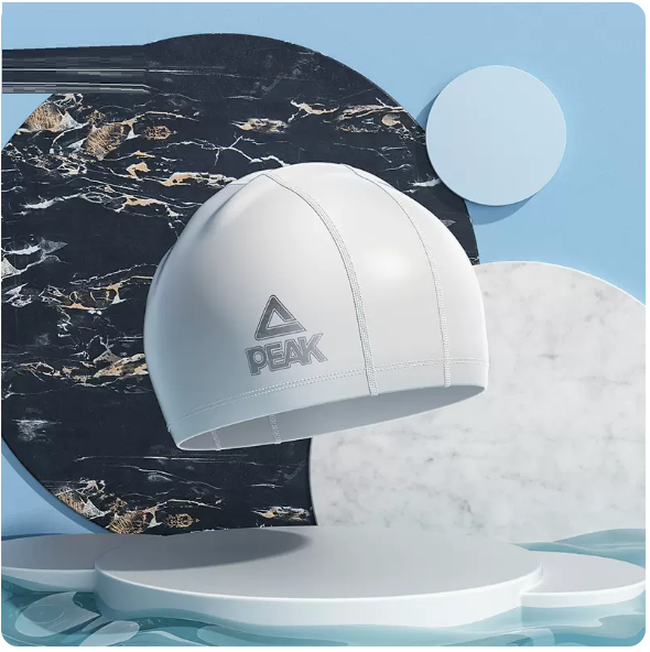 Popular waterproof ear protection swimming cap (white [pu swimming cap]) (one size fits all)