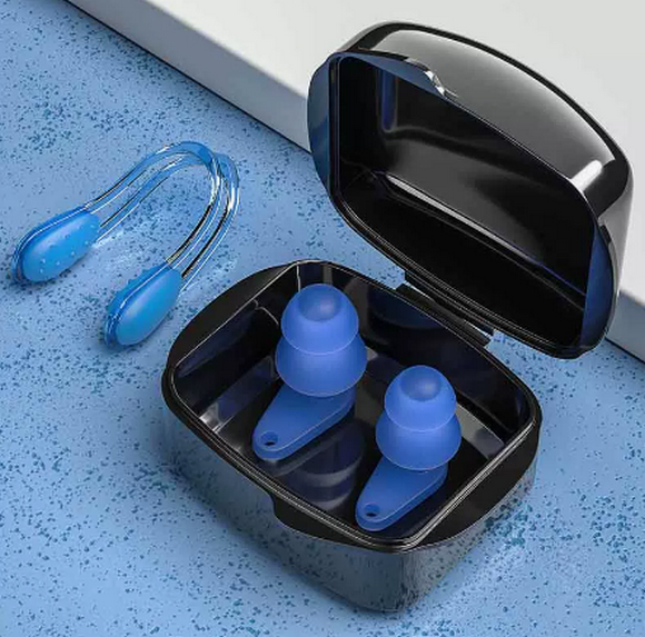 Popular swimming earplugs that prevent water ingress (upgraded version - blue earplugs and nose clip set [universal for adults and children])