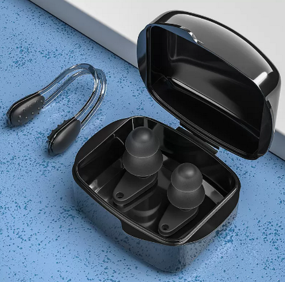 Popular swimming earplugs that prevent water ingress (upgraded version - black late night earplugs and nose clip set [universal for adults and children])