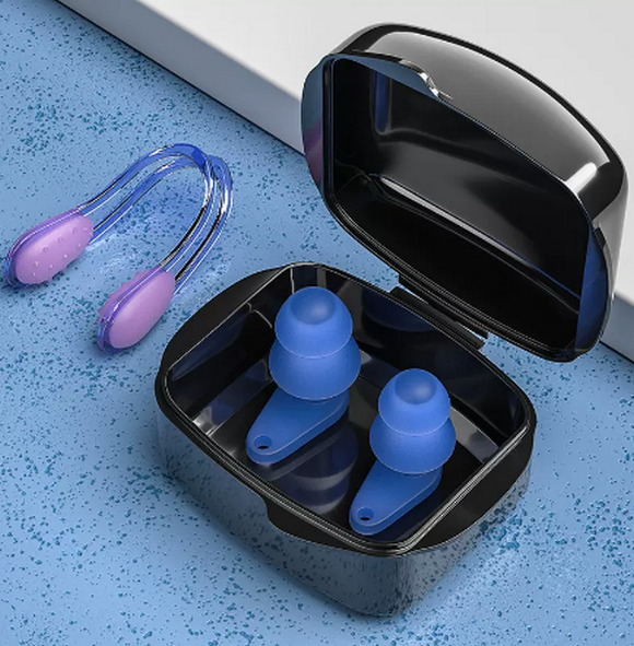 Popular swimming earplugs that prevent water intrusion (upgraded version - purple earplugs and nose clip set [universal for adults and children])