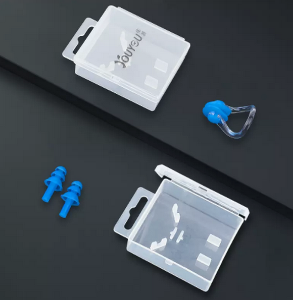 Popular swimming earplugs that prevent water intrusion (blue earplugs and nose clip set [universal for adults and children])