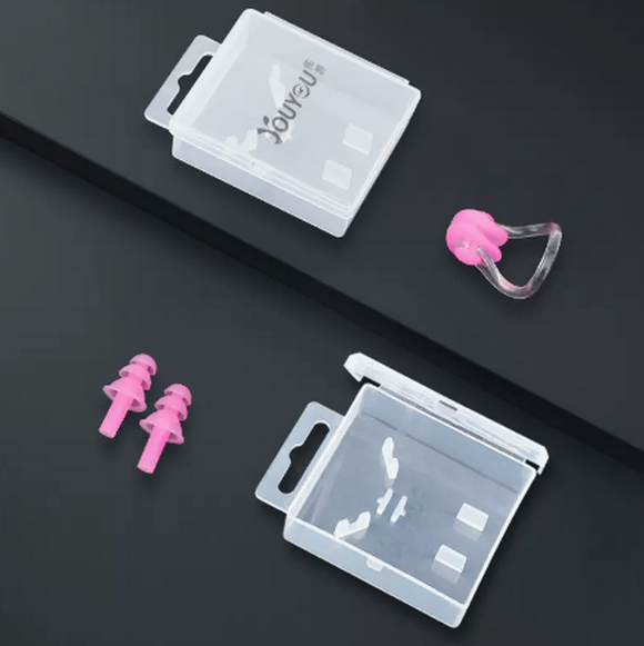Popular swimming earplugs that prevent water ingress (pink earplugs and nose clip set [universal for adults and children])