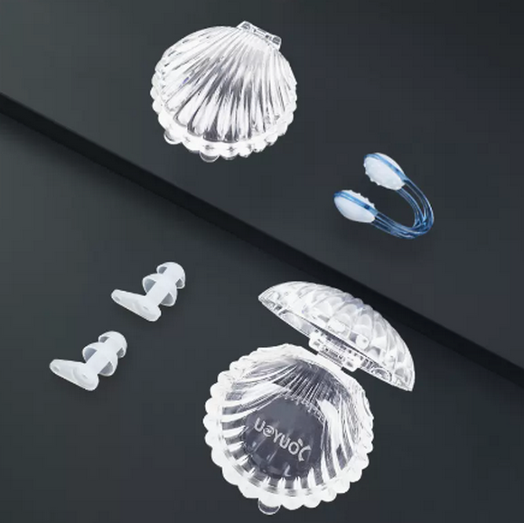 Popular swimming earplugs that prevent water intrusion (shell box-blue earplug nose clip set [universal for adults and children])